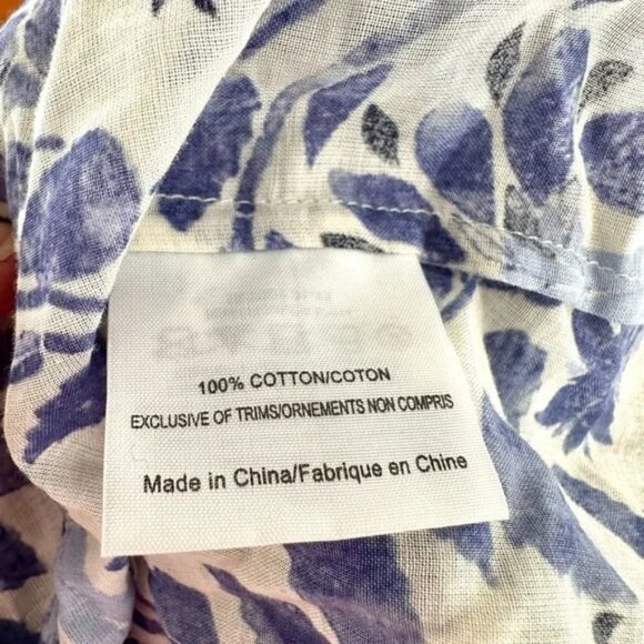 Tory Burch Blue and White Floral Peasant Blouse Tunic - Picture 5 of 6